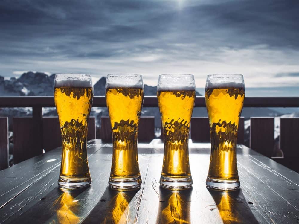 Pilsner beer glasses ready to drink